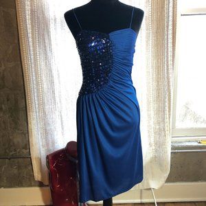 Vintage Cobalt & Sequined Disco Dress